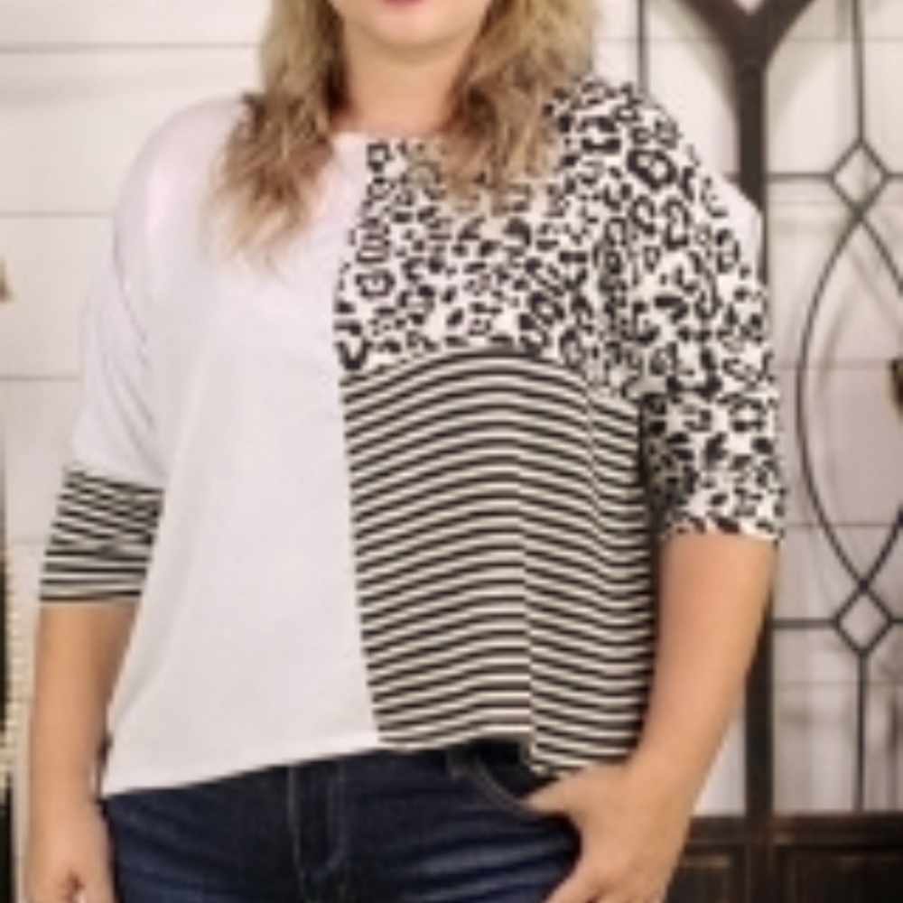Leopard mix media dolman